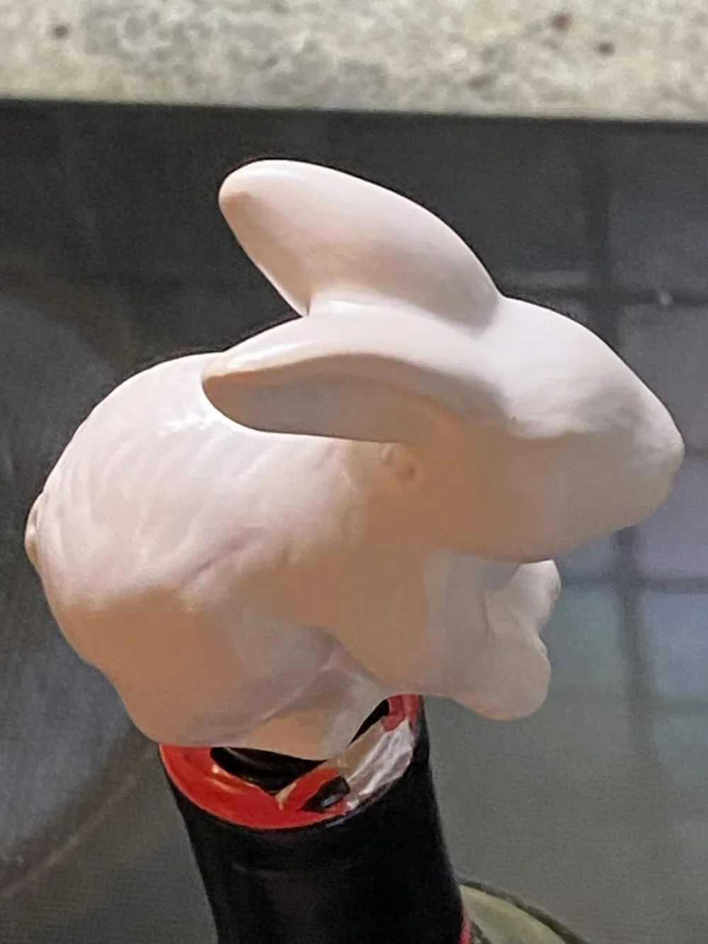 Adorable Threshold Bunny Rabbit Wine Bottle Stopper, Light Pink Stoneware